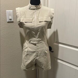 Sleeveless Cream Utility Romper